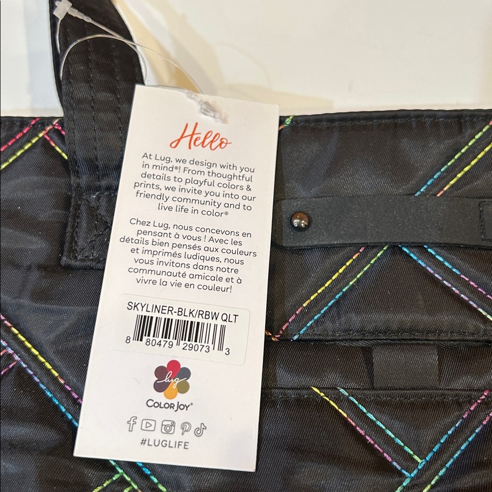 Lug Black Tote with Multicolor Stitching -Skyliner-🎄🎅🎄🎅🎄🎅 - Picture 3 of 8